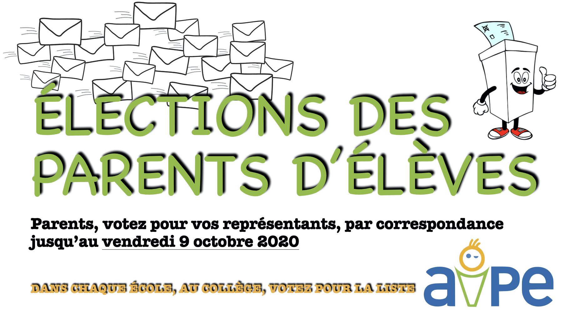 Enveloppes de scrutin élection des représentants des parents d'élèves